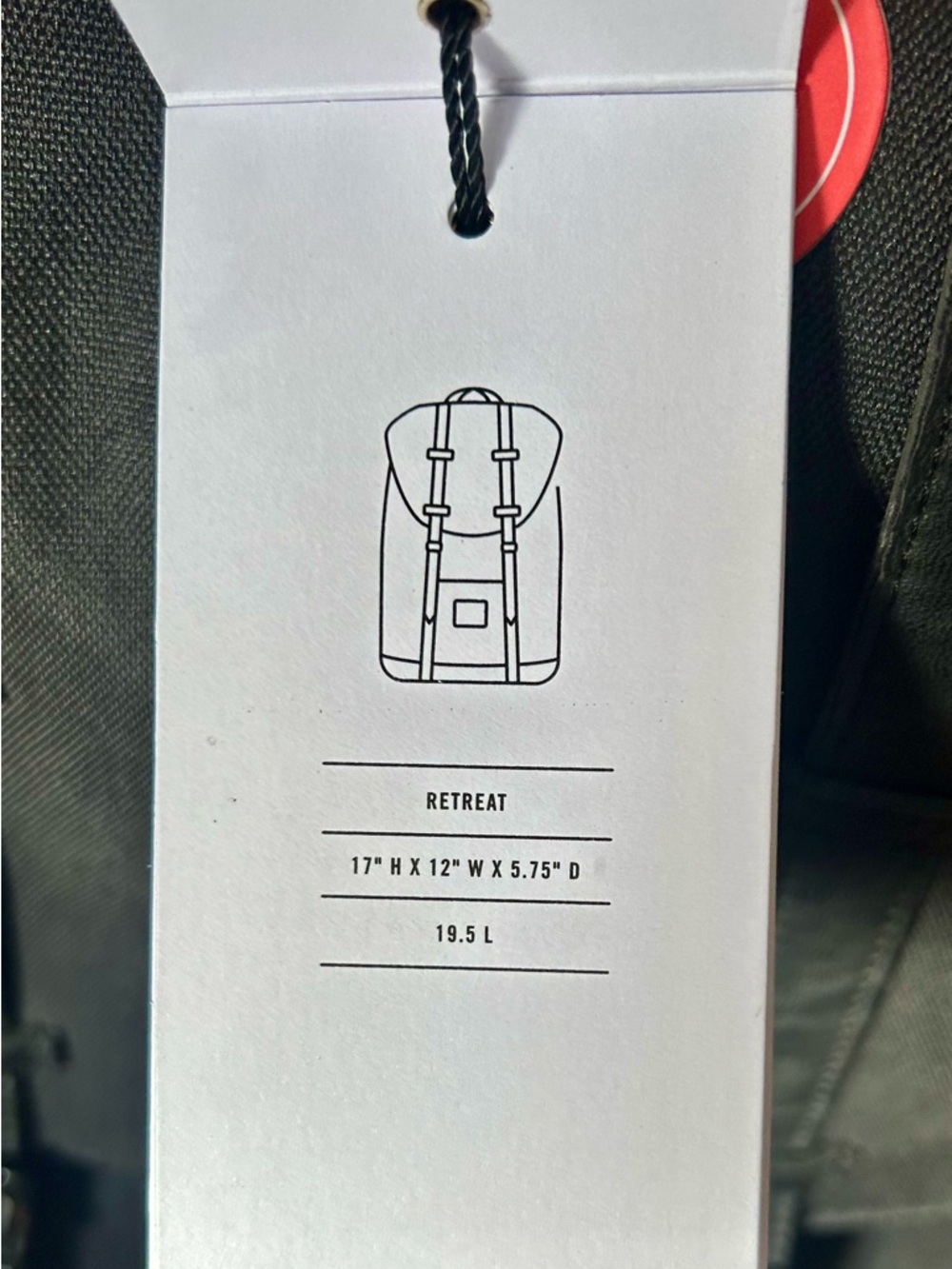 NWT Herschel Supply Company Retreat Backpack Black Canvas 19.5L 17x12x5.75” NEW! - Picture 6 of 6